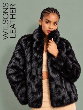 💋GORHEOUS!💋 Wilsons Leather VTG 100% Rex Fur Jacket in Black